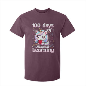 100th Day Of School Unicorn Girls T Shirt For Kid Magical Learning TS10 Maroon Print Your Wear