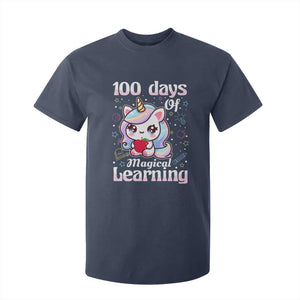 100th Day Of School Unicorn Girls T Shirt For Kid Magical Learning TS10 Navy Print Your Wear