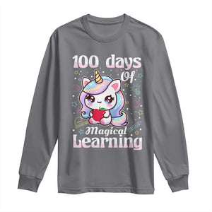 100th Day Of School Unicorn Girls Long Sleeve Shirt Magical Learning TS10 Charcoal Print Your Wear