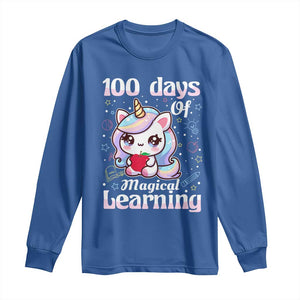 100th Day Of School Unicorn Girls Long Sleeve Shirt Magical Learning TS10 Royal Blue Print Your Wear