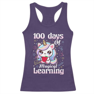 100th Day Of School Unicorn Girls Racerback Tank Top Magical Learning TS10 Purple Print Your Wear