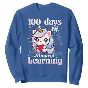 100th Day Of School Unicorn Girls Sweatshirt Magical Learning TS10 Royal Blue Print Your Wear