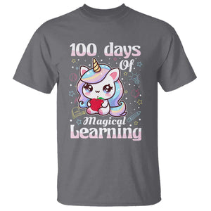 100th Day Of School Unicorn Girls T Shirt Magical Learning TS10 Charcoal Print Your Wear