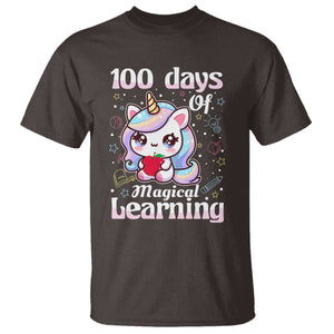 100th Day Of School Unicorn Girls T Shirt Magical Learning TS10 Dark Chocolate Print Your Wear