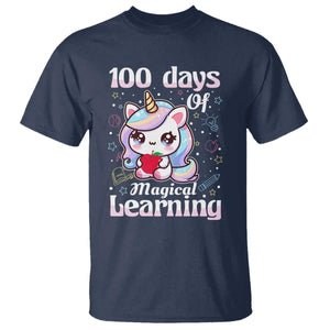 100th Day Of School Unicorn Girls T Shirt Magical Learning TS10 Navy Print Your Wear