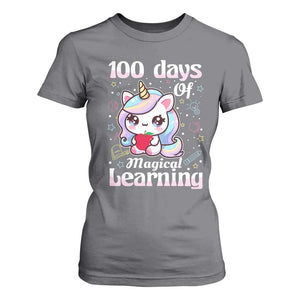 100th Day Of School Unicorn Girls T Shirt For Women Magical Learning TS10 Charcoal Print Your Wear