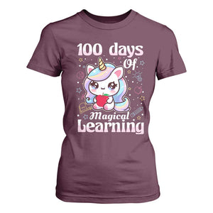 100th Day Of School Unicorn Girls T Shirt For Women Magical Learning TS10 Maroon Print Your Wear