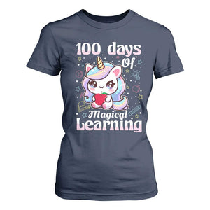 100th Day Of School Unicorn Girls T Shirt For Women Magical Learning TS10 Navy Print Your Wear