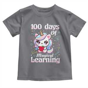 100th Day Of School Unicorn Girls Toddler T Shirt Magical Learning TS10 Charcoal Print Your Wear