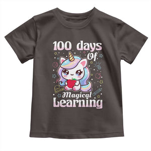 100th Day Of School Unicorn Girls Toddler T Shirt Magical Learning TS10 Dark Chocolate Print Your Wear