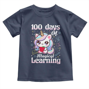 100th Day Of School Unicorn Girls Toddler T Shirt Magical Learning TS10 Navy Print Your Wear