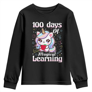 100th Day Of School Unicorn Girls Youth Sweatshirt Magical Learning TS10 Black Print Your Wear