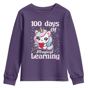 100th Day Of School Unicorn Girls Youth Sweatshirt Magical Learning TS10 Purple Print Your Wear