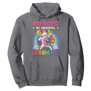 100 Days Of School Hoodie Rainbow Dabbing Unicorn Magic Learning Girls Gift TS10 Charcoal Print Your Wear