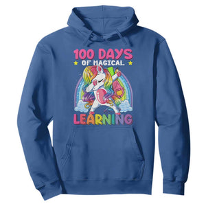 100 Days Of School Hoodie Rainbow Dabbing Unicorn Magic Learning Girls Gift TS10 Royal Blue Print Your Wear