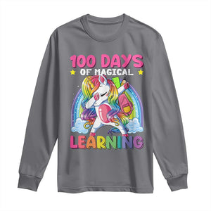 100 Days Of School Long Sleeve Shirt Rainbow Dabbing Unicorn Magic Learning Girls Gift TS10 Charcoal Print Your Wear