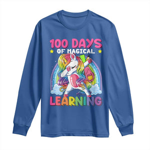 100 Days Of School Long Sleeve Shirt Rainbow Dabbing Unicorn Magic Learning Girls Gift TS10 Royal Blue Print Your Wear