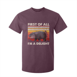 Moo Deng T Shirt For Kid First Of All I'm A Delight Sarcastic Angry Pygmy Hippo TS10 Maroon Print Your Wear