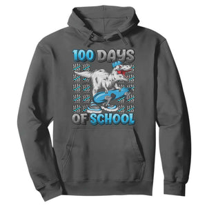 100 Days of School 100th Day Dinosaur Hoodie TS10 Dark Heather Print Your Wear