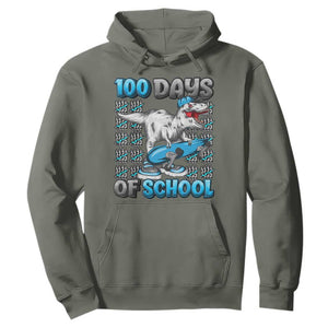 100 Days of School 100th Day Dinosaur Hoodie TS10 Military Green Print Your Wear