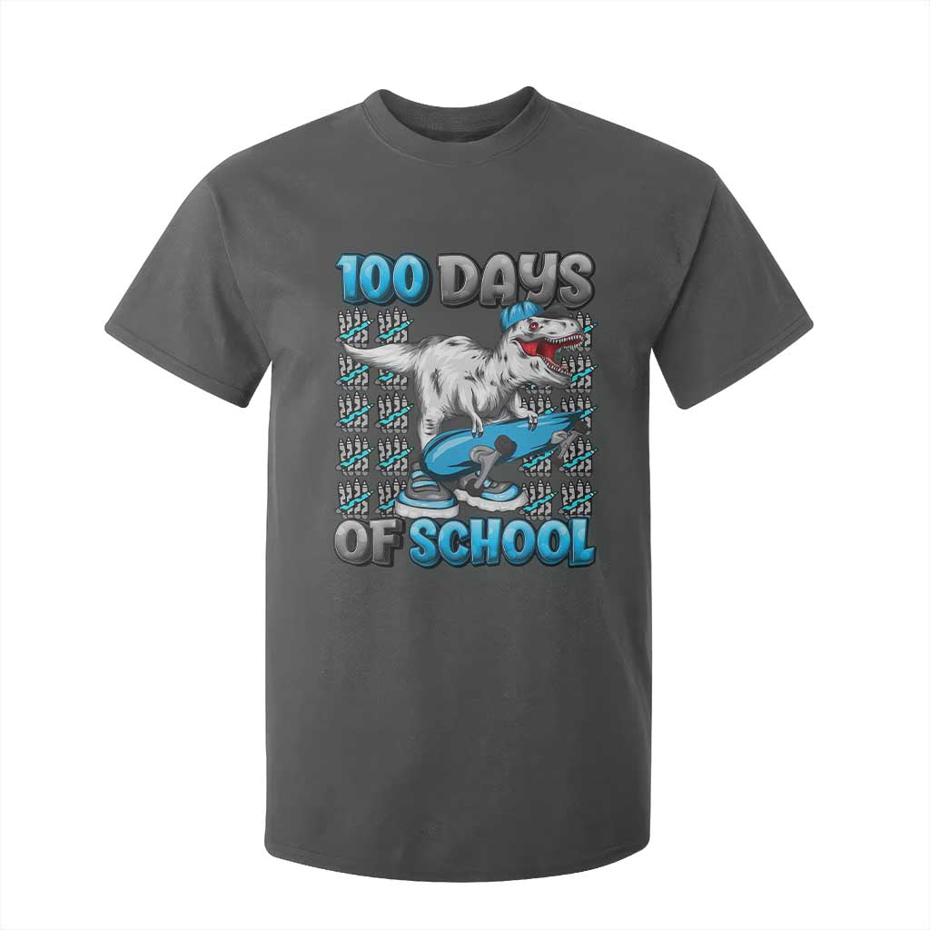 100 Days of School 100th Day Dinosaur T Shirt For Kid TS10 Dark Heather Print Your Wear