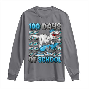 100 Days of School 100th Day Dinosaur Long Sleeve Shirt TS10 Charcoal Print Your Wear