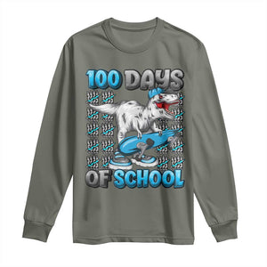 100 Days of School 100th Day Dinosaur Long Sleeve Shirt TS10 Military Green Print Your Wear