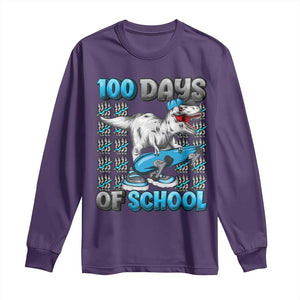 100 Days of School 100th Day Dinosaur Long Sleeve Shirt TS10 Purple Print Your Wear