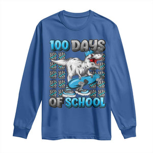 100 Days of School 100th Day Dinosaur Long Sleeve Shirt TS10 Royal Blue Print Your Wear