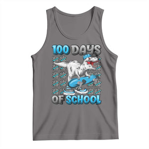 100 Days of School 100th Day Dinosaur Tank Top TS10 Deep Heather Print Your Wear