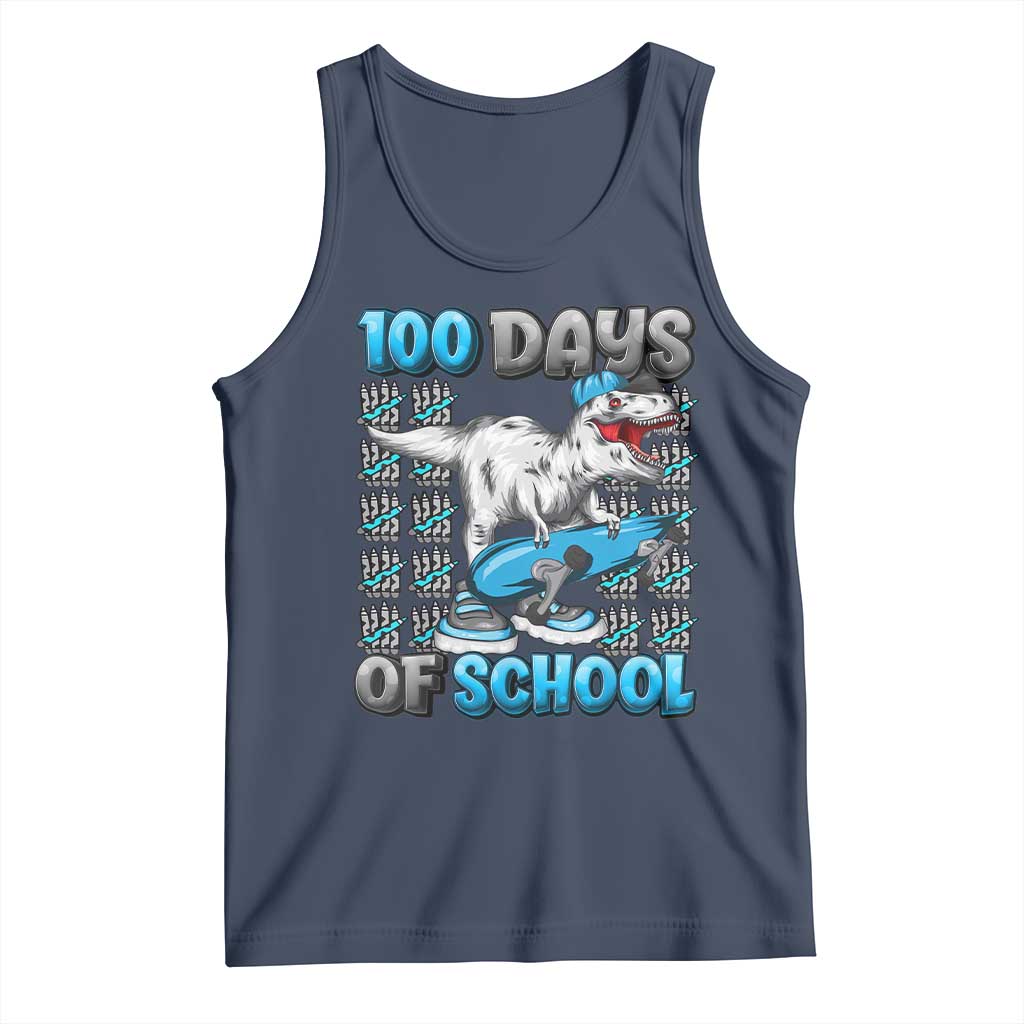 100 Days of School 100th Day Dinosaur Tank Top TS10 Navy Print Your Wear