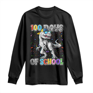 100 Days Of School Long Sleeve Shirt Funny Cool Dinosaur Trex 100 Days Smarter TS10 Black Print Your Wear