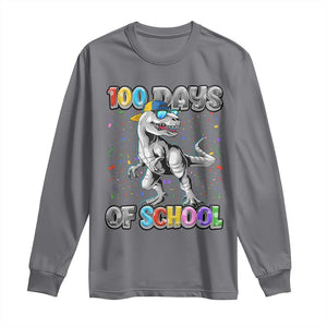 100 Days Of School Long Sleeve Shirt Funny Cool Dinosaur Trex 100 Days Smarter TS10 Charcoal Print Your Wear