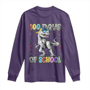 100 Days Of School Long Sleeve Shirt Funny Cool Dinosaur Trex 100 Days Smarter TS10 Purple Print Your Wear