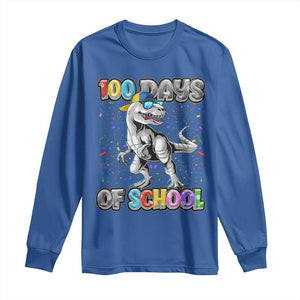 100 Days Of School Long Sleeve Shirt Funny Cool Dinosaur Trex 100 Days Smarter TS10 Royal Blue Print Your Wear