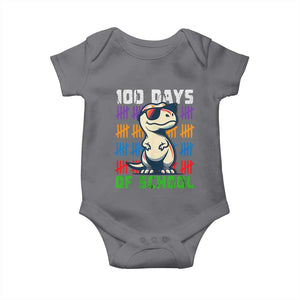 100 Days of School 100th Day Dino Baby Onesie TS10 Charcoal Print Your Wear