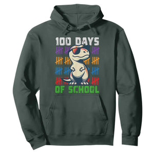 100 Days of School 100th Day Dino Hoodie TS10 Dark Forest Green Print Your Wear