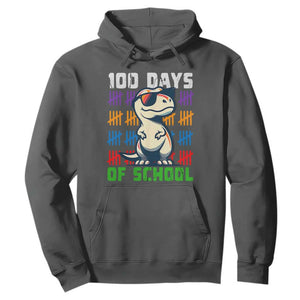 100 Days of School 100th Day Dino Hoodie TS10 Dark Heather Print Your Wear