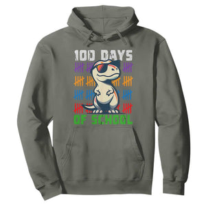 100 Days of School 100th Day Dino Hoodie TS10 Military Green Print Your Wear