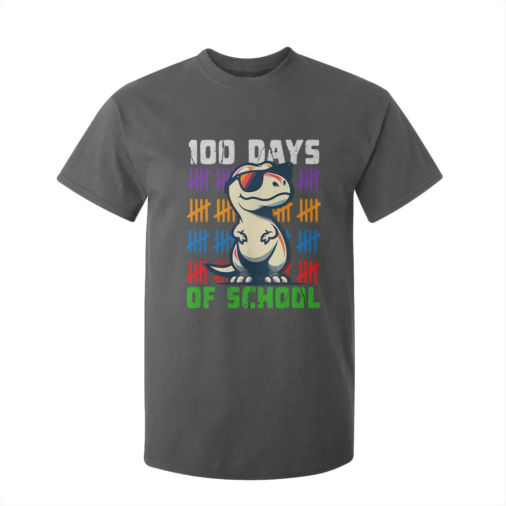 100 Days of School 100th Day Dino T Shirt For Kid TS10 Dark Heather Print Your Wear