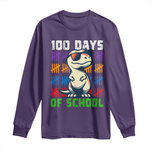 100 Days of School 100th Day Dino Long Sleeve Shirt TS10 Purple Print Your Wear