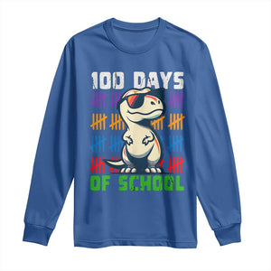 100 Days of School 100th Day Dino Long Sleeve Shirt TS10 Royal Blue Print Your Wear