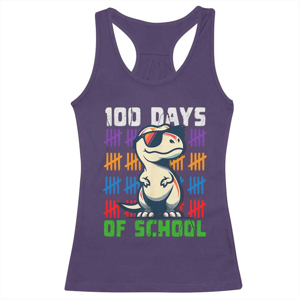 100 Days of School 100th Day Dino Racerback Tank Top TS10 Purple Print Your Wear