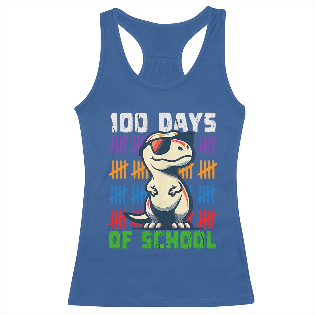 100 Days of School 100th Day Dino Racerback Tank Top TS10 Royal Blue Print Your Wear