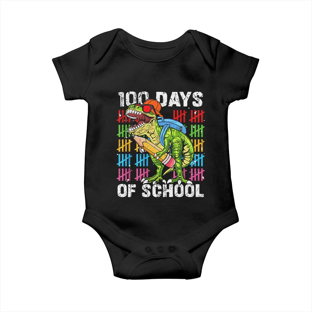 100th Day Of School Baby Onesie 100 Days Dino Dinosaur TS10 Black Print Your Wear