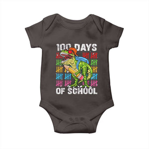 100th Day Of School Baby Onesie 100 Days Dino Dinosaur TS10 Dark Chocolate Print Your Wear