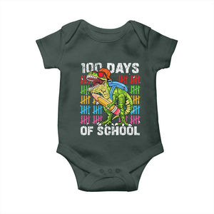 100th Day Of School Baby Onesie 100 Days Dino Dinosaur TS10 Dark Forest Green Print Your Wear