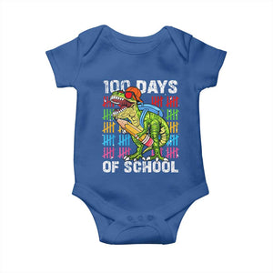 100th Day Of School Baby Onesie 100 Days Dino Dinosaur TS10 Royal Blue Print Your Wear