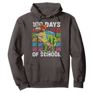 100th Day Of School Hoodie 100 Days Dino Dinosaur TS10 Dark Chocolate Print Your Wear