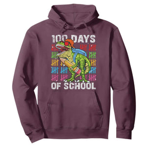 100th Day Of School Hoodie 100 Days Dino Dinosaur TS10 Maroon Print Your Wear